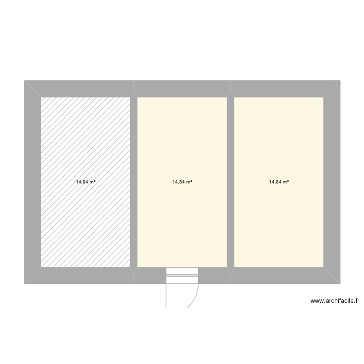 étage. Plan de 3 pièces et 45 m2