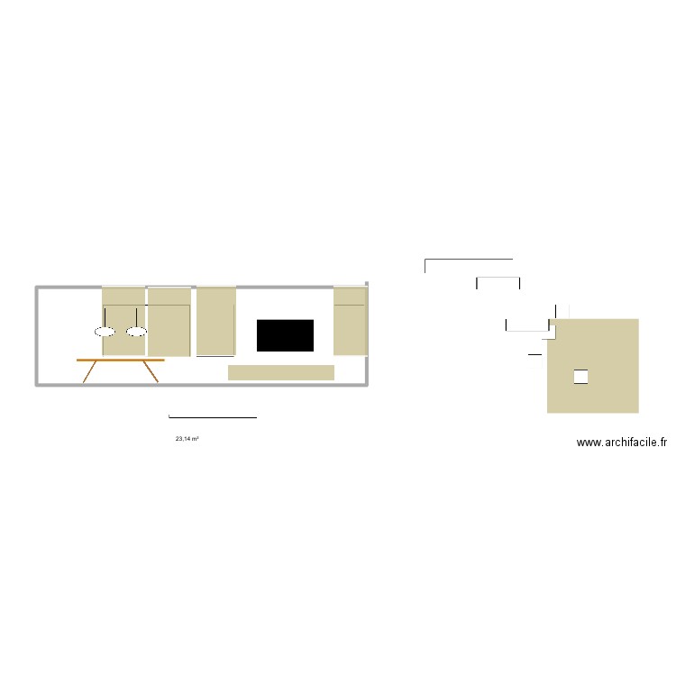 Vista living comedor. Plan de 1 pièce et 23 m2