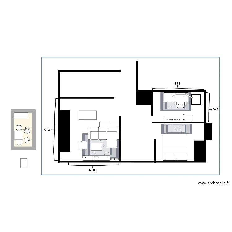 appart2. Plan de 1 pièce et 4 m2