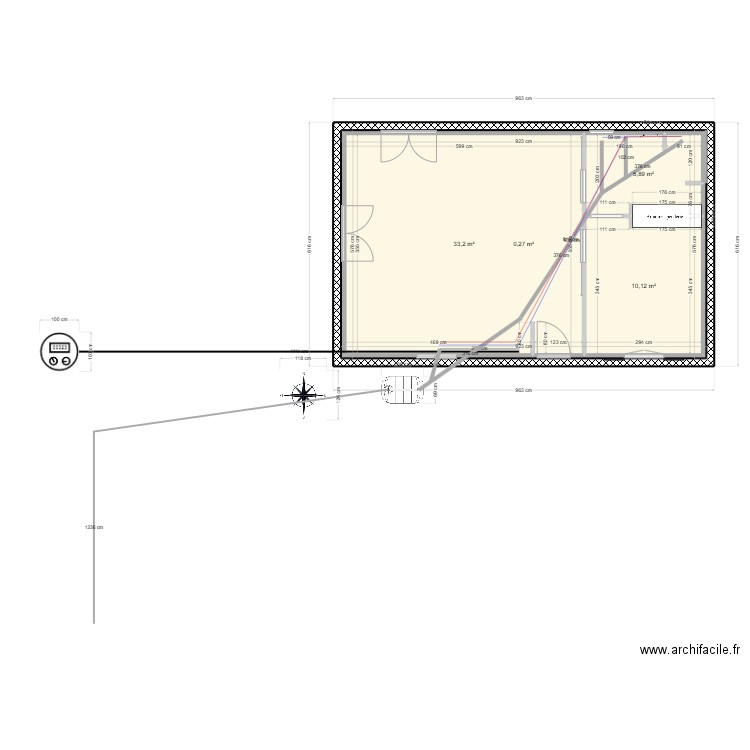 DEPENDANCE 2 (eau/evac). Plan de 4 pièces et 102 m2