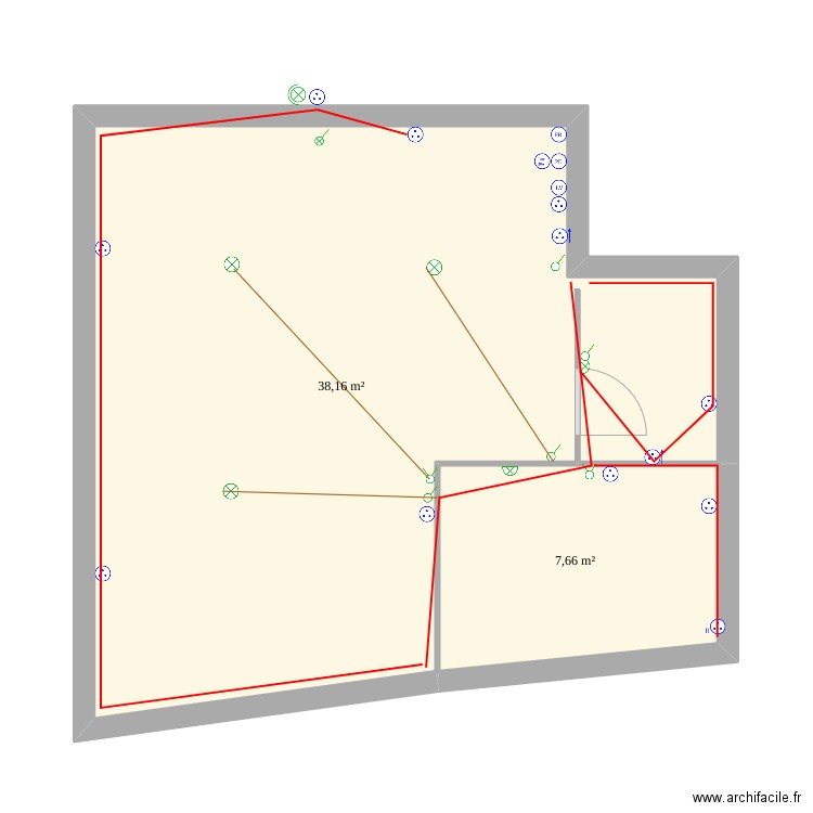 Salvan etage. Plan de 2 pièces et 46 m2