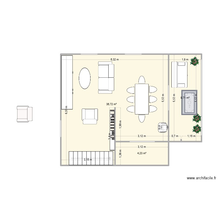 maison. Plan de 3 pièces et 51 m2