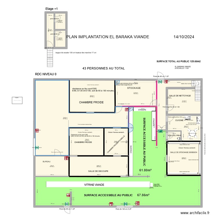 EL BARAKA VIANDE 09/ 2024 IMPLANTATION. Plan de 16 pièces et 429 m2
