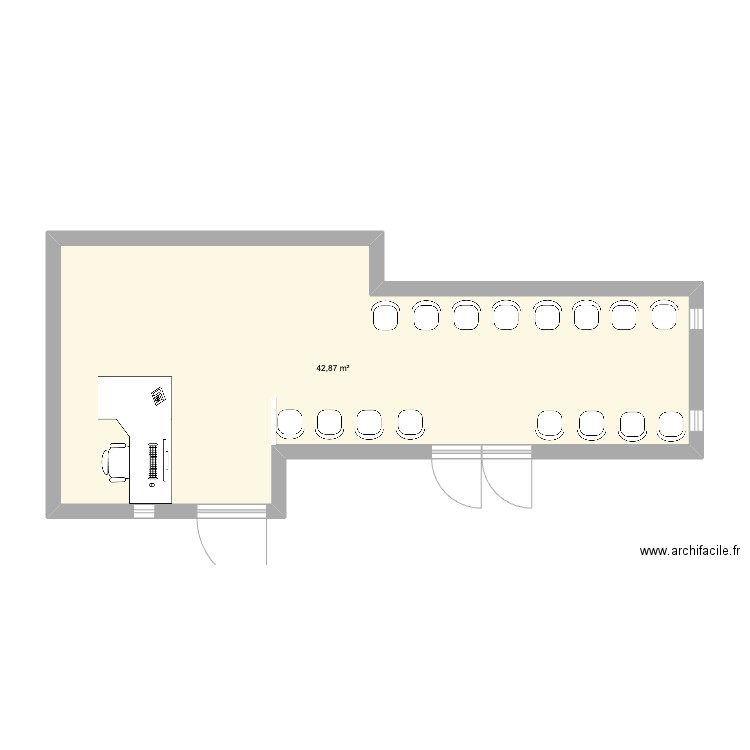 salle attente. Plan de 1 pièce et 43 m2