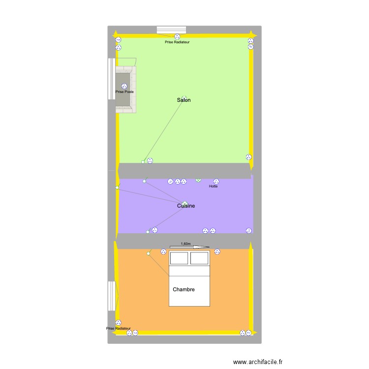 JUMEAUX ARVELO. Plan de 5 pièces et 62 m2