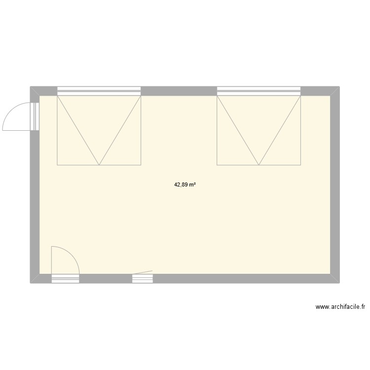 garage. Plan de 1 pièce et 43 m2