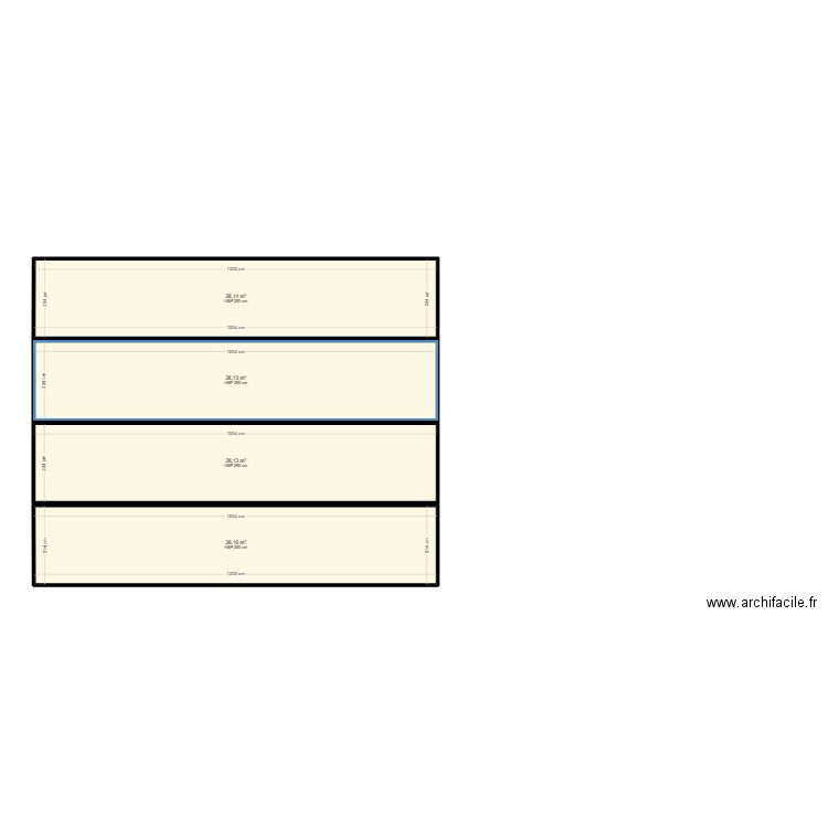 base 4X40. Plan de 4 pièces et 113 m2