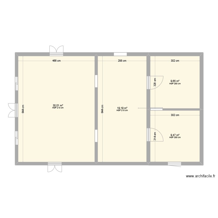 plan du salon et chambre. Plan de 4 pièces et 68 m2