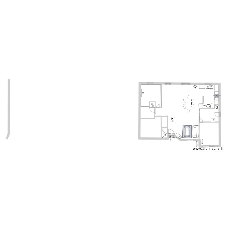 cuisine2024. Plan de 2 pièces et 119 m2