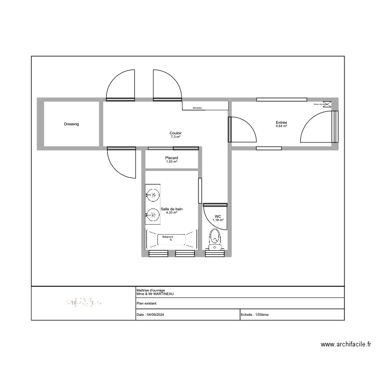 Projet Carmélites . Plan de 6 pièces et 21 m2