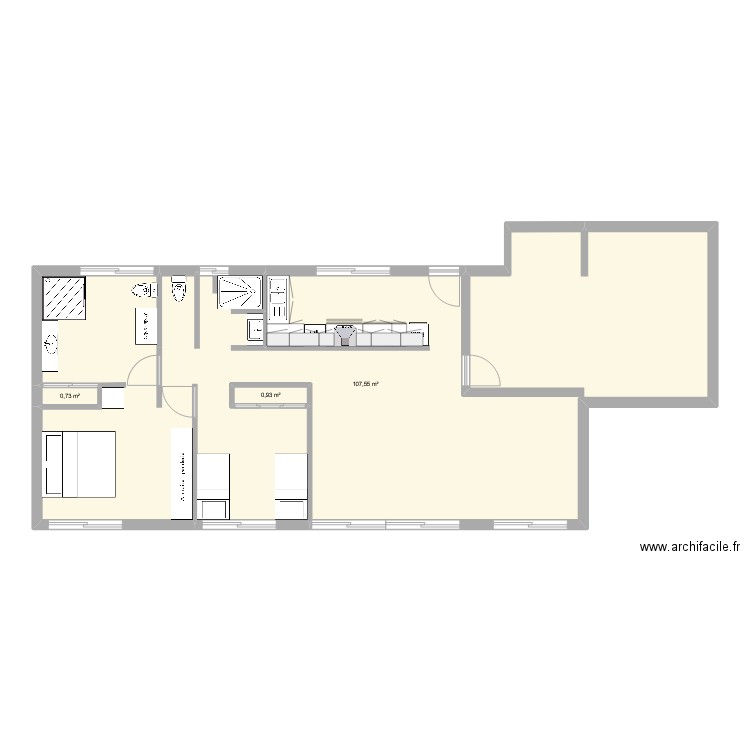 VDC R+1. Plan de 3 pièces et 109 m2