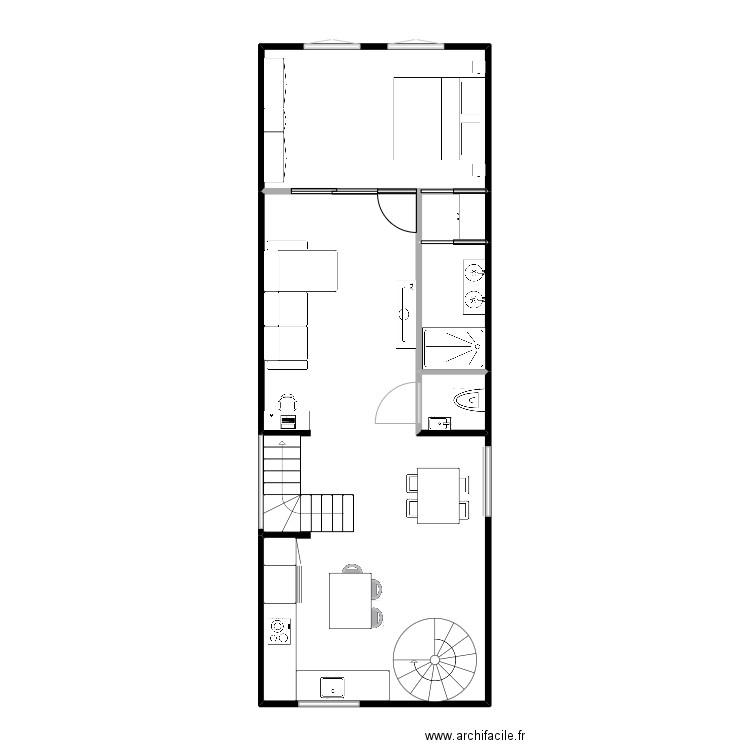 R+1 bis. Plan de 5 pièces et 66 m2