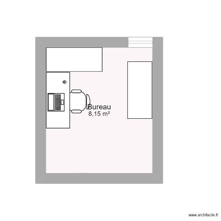 Bureau1. Plan de 1 pièce et 8 m2