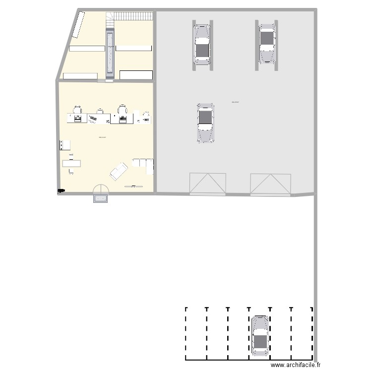 GARAGE . Plan de 3 pièces et 458 m2