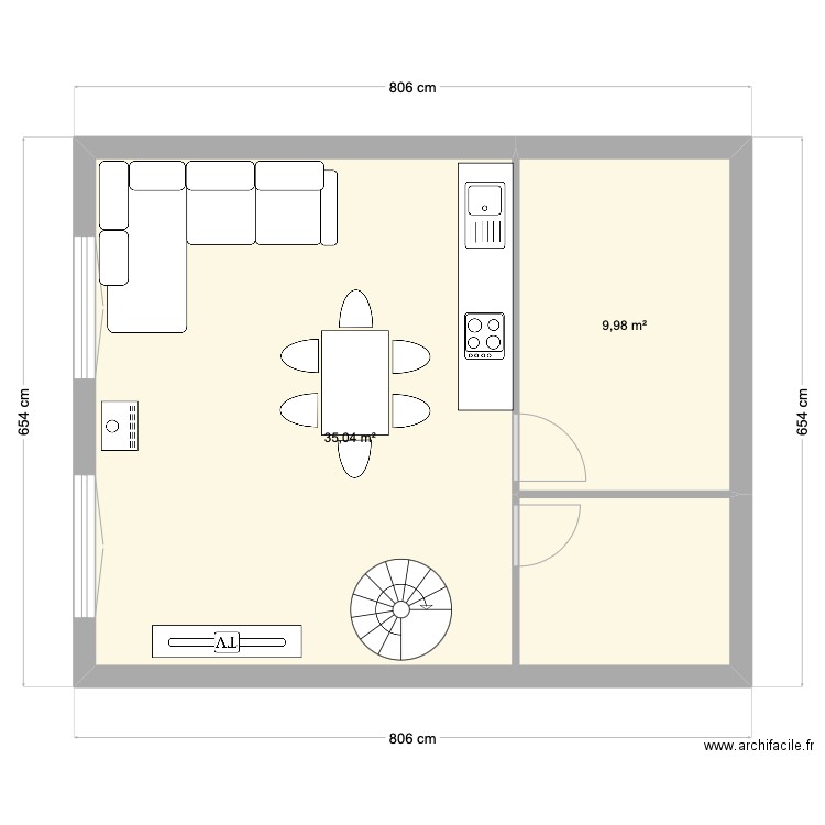 st Remy. Plan de 2 pièces et 45 m2