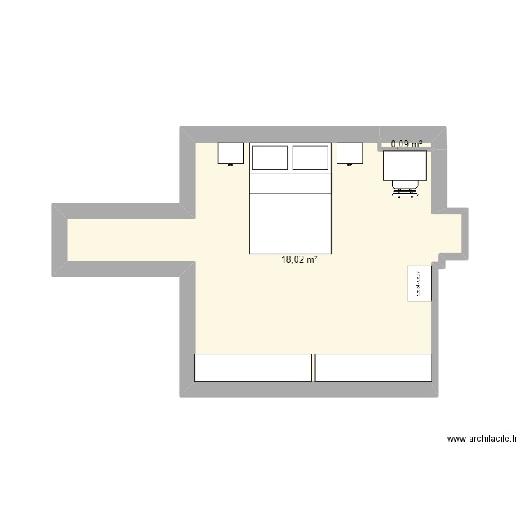 t3 etats unis etage. Plan de 2 pièces et 18 m2