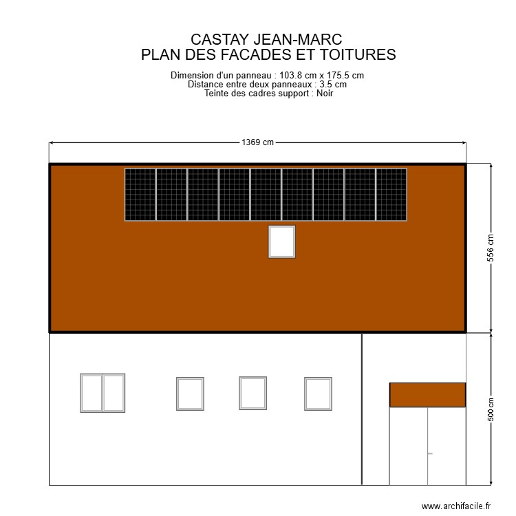 CASTAY JEAN-MARC plan de facade . Plan de 1 pièce et 74 m2