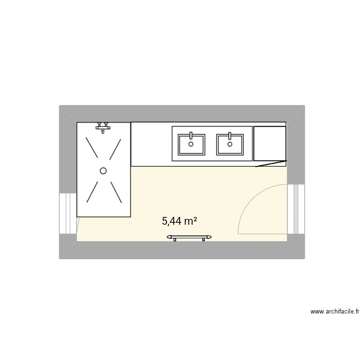 Salle de bain v2. Plan de 1 pièce et 5 m2