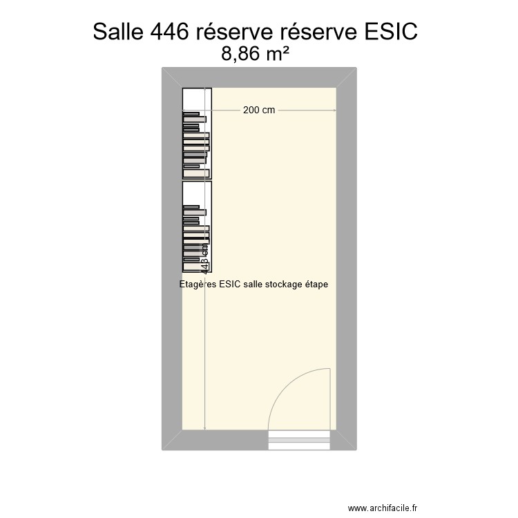 Salle 446 réserve ESIC. Plan de 1 pièce et 9 m2