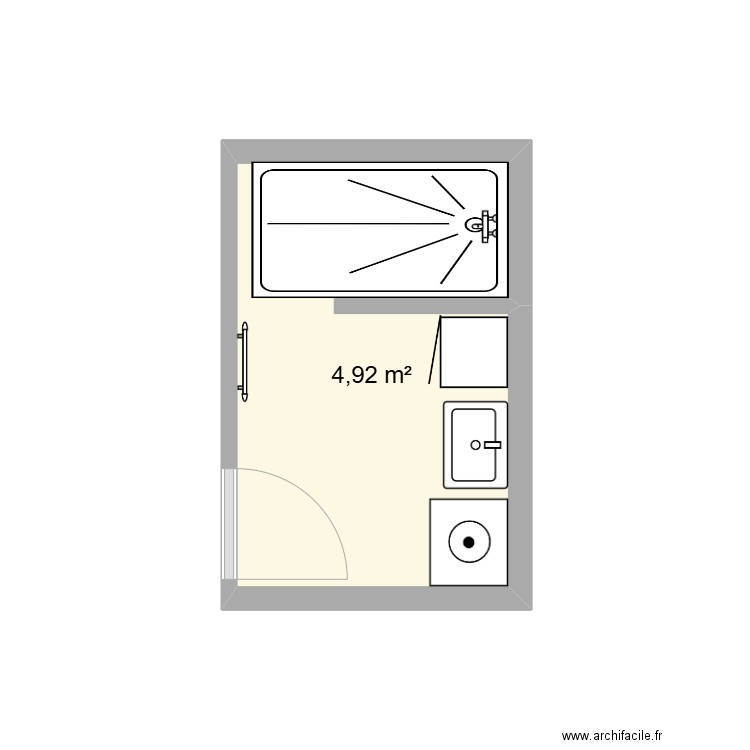 salle d'eau. Plan de 1 pièce et 5 m2