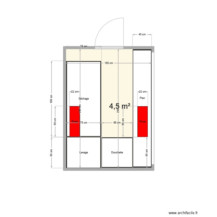 Remorque lavage V1 + plan. Plan de 1 pièce et 5 m2