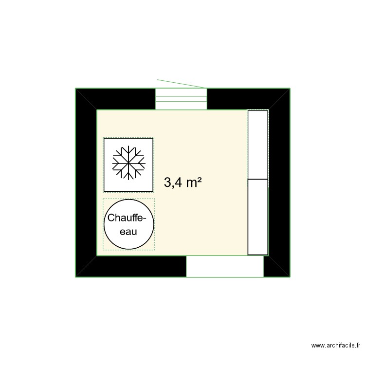 buanderie . Plan de 1 pièce et 3 m2