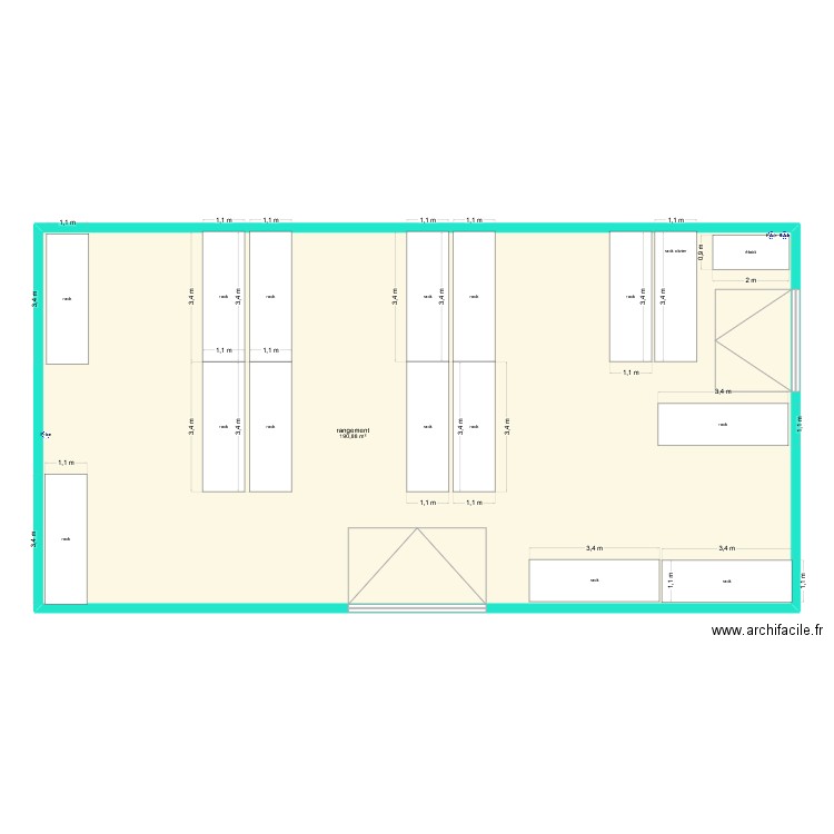 grand bordes. Plan de 1 pièce et 191 m2