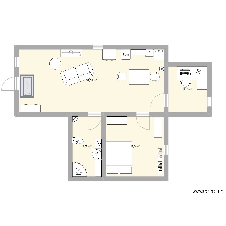 Maison reve. Plan de 4 pièces et 58 m2