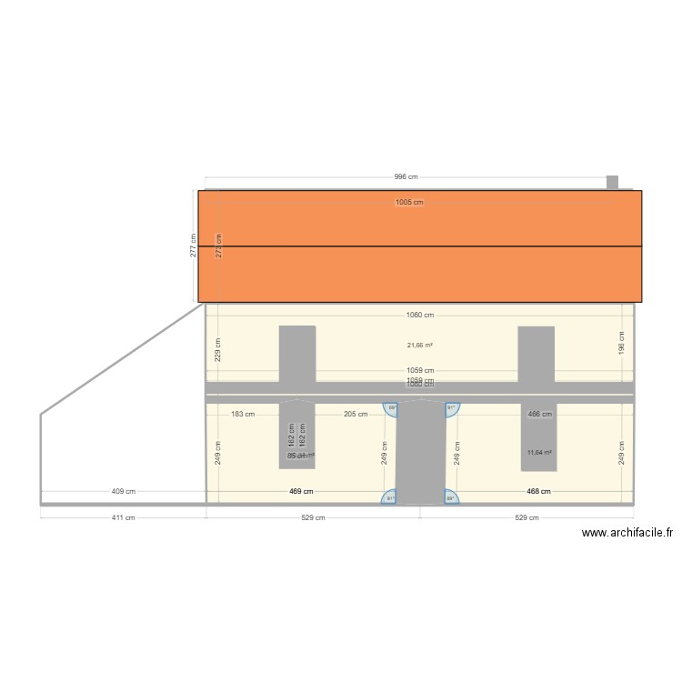 facade elouann. Plan de 3 pièces et 44 m2