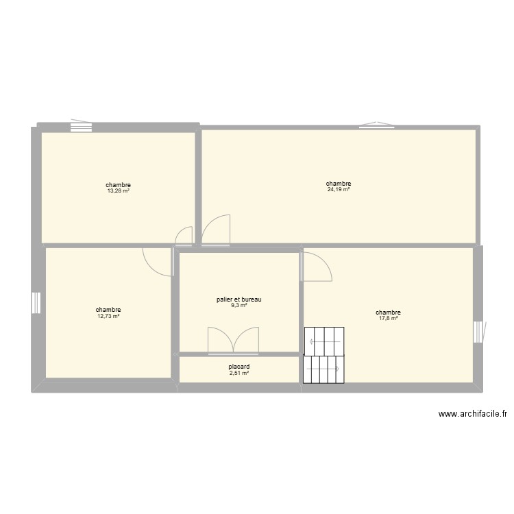 plan maison 1er étage. Plan de 6 pièces et 80 m2