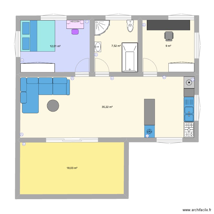 002. Plan de 5 pièces et 82 m2