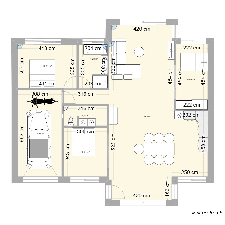 pat maison T. Plan de 7 pièces et 130 m2