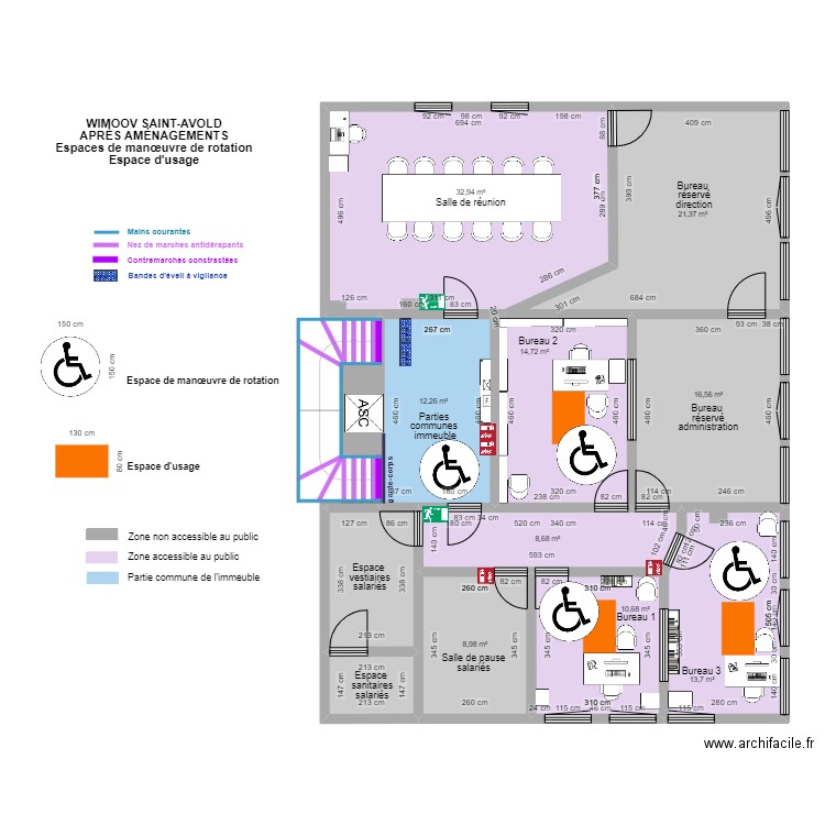 WIMOOV SAINT-AVOLD APRES TRAVAUX Espaces de rotation. Plan de 12 pièces et 156 m2