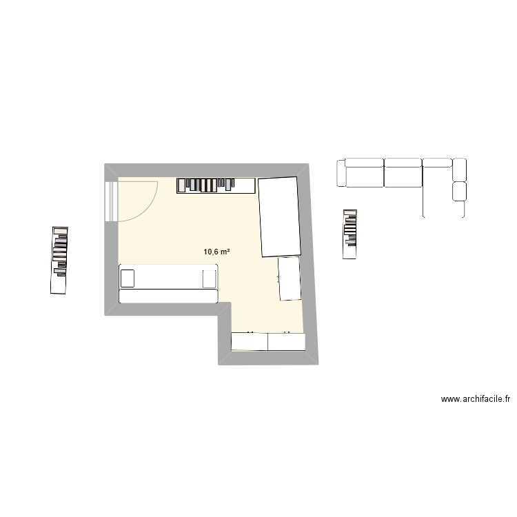 BureauTest1. Plan de 1 pièce et 11 m2