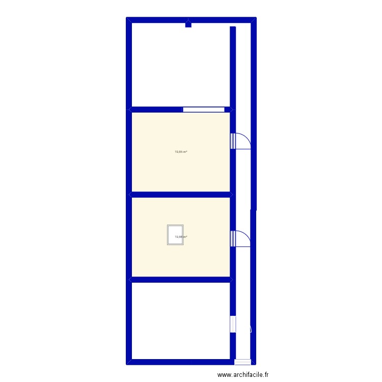 etage. Plan de 2 pièces et 40 m2