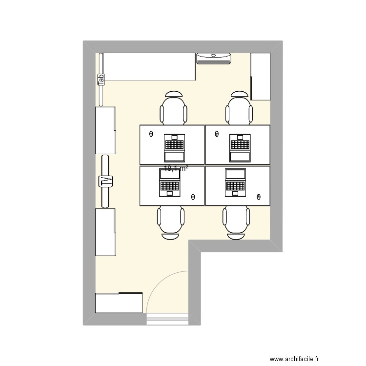 test 1er etage. Plan de 1 pièce et 18 m2