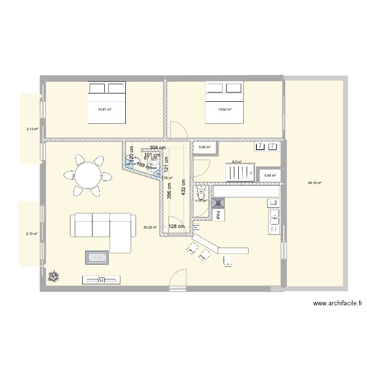 Appart j barthelemey . Plan de 11 pièces et 132 m2