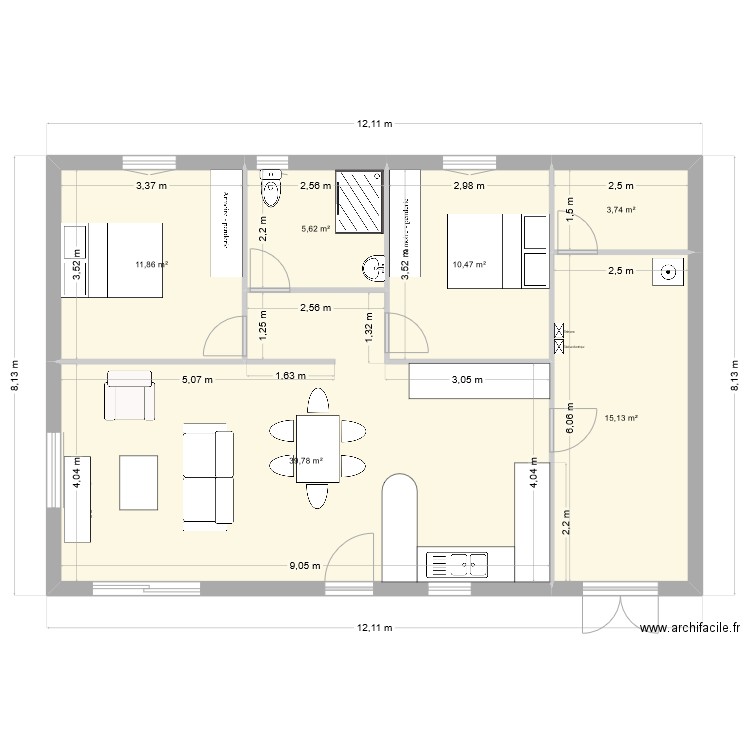 nath drennec. Plan de 6 pièces et 87 m2