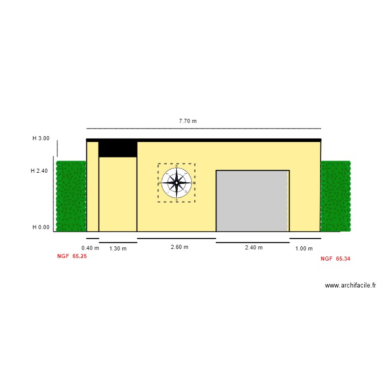 Facade SUD                             Misy. Plan de 3 pièces et 23 m2