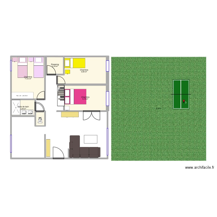 PLAN MAISON. Plan de 6 pièces et 37 m2