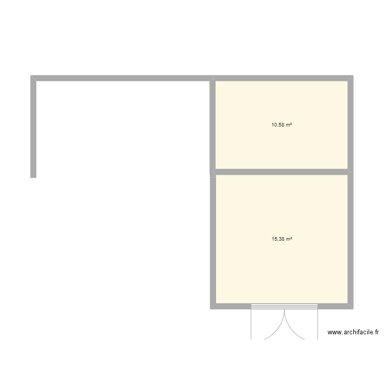 carport. Plan de 2 pièces et 26 m2