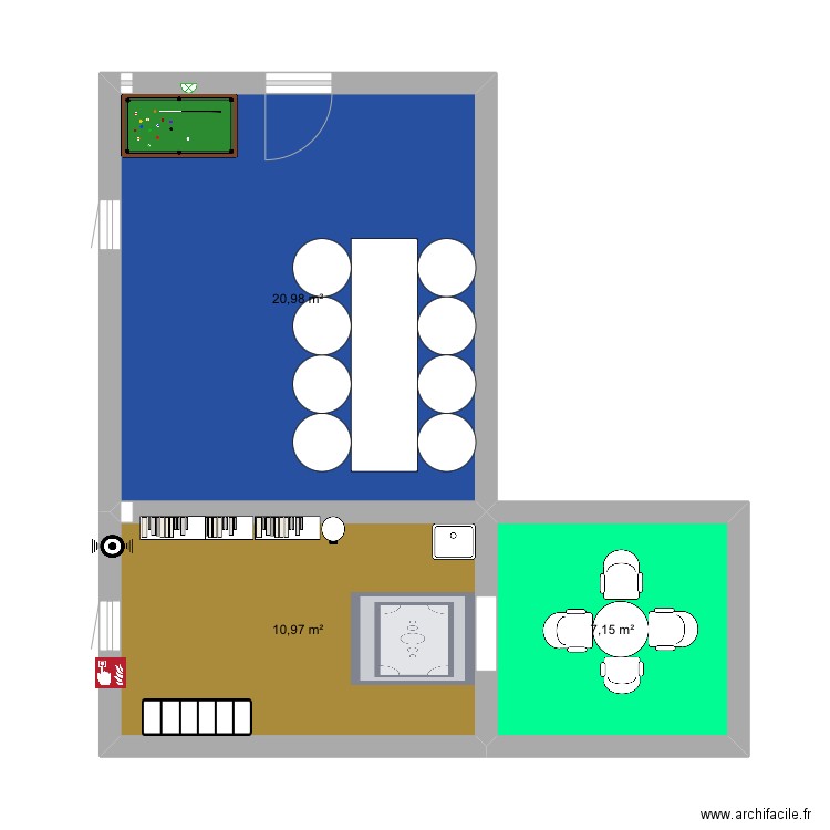 Bibliothèque, travail de Soan. Plan de 3 pièces et 39 m2