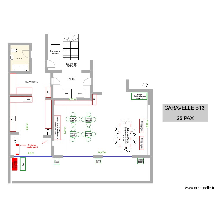 Caravelle B13 Propal 2. Plan de 1 pièce et 6 m2