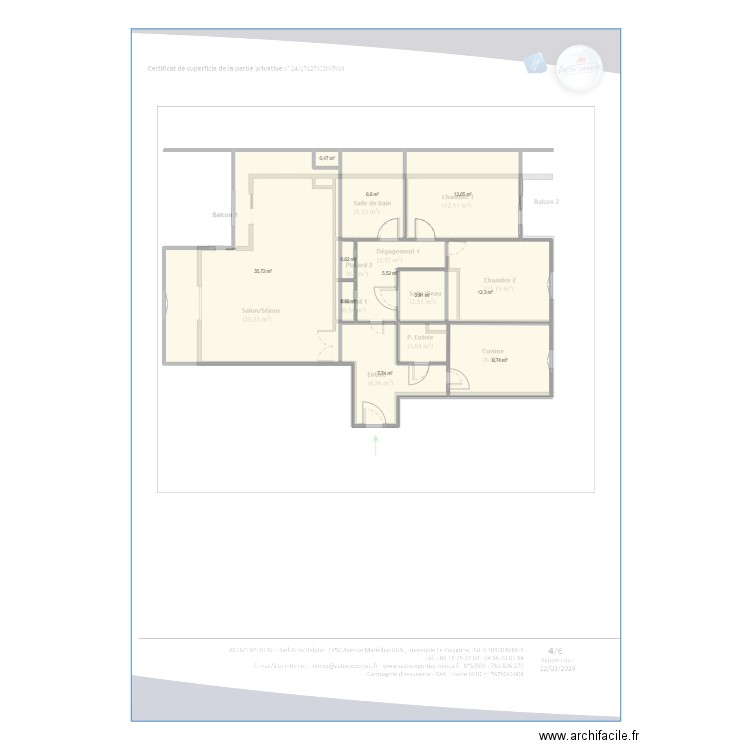 Appt Nîmes. Plan de 11 pièces et 93 m2