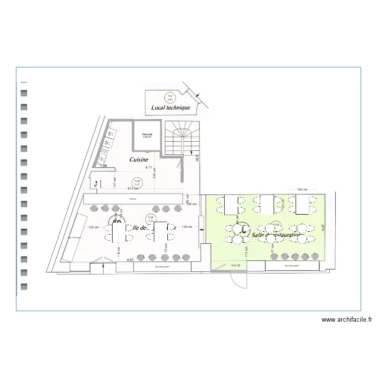 20250110_Bao_Ternes_Zoning aménagement RDC. Plan de 1 pièce et 3 m2