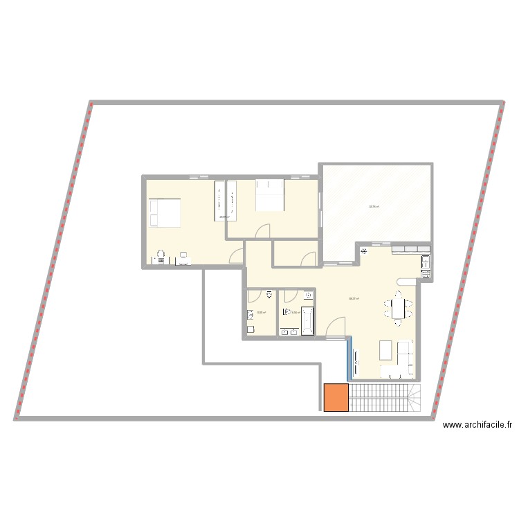 etage_maison. Plan de 5 pièces et 156 m2