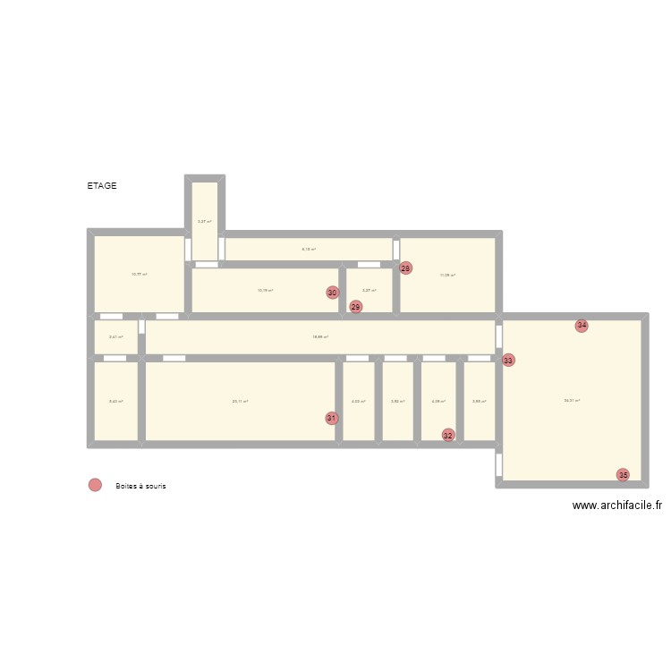 AGRO TOP 1er étage. Plan de 15 pièces et 145 m2