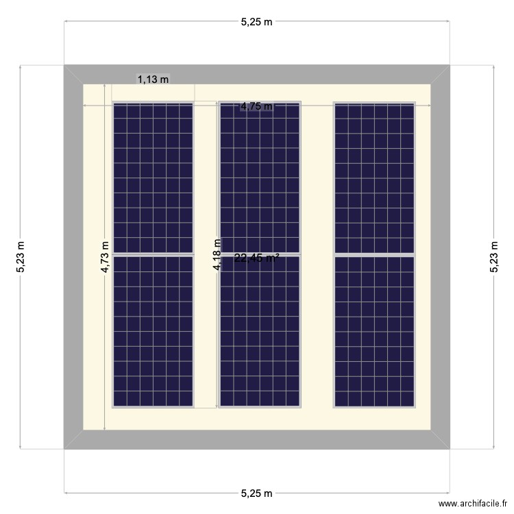 plan toiture dessus GL. Plan de 1 pièce et 22 m2