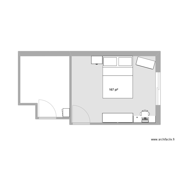 Plan Ajusté. Plan de 1 pièce et 15 m2