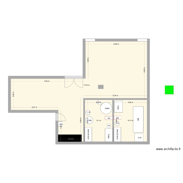 PLAN E Fabrication. Plan de 3 pièces et 104 m2